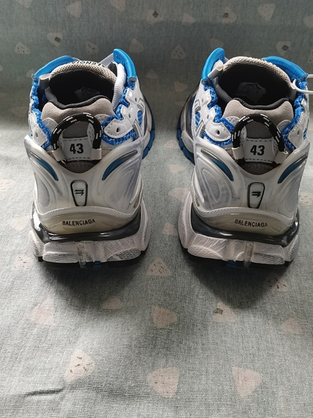 Balenciaga Blue, White & Silver Runner Sneakers - Picture 4 of 10